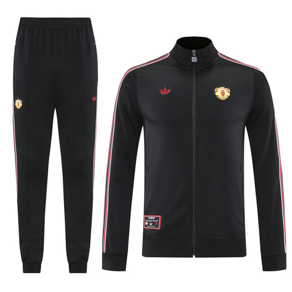 25/26  Man Utd Black Retro Edition Jacket Tracksuit#01