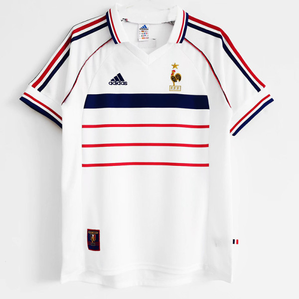 1998 France Away Retro Soccer Jersey(右胸无带字）