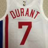 22/23 Nets DURANT #7 White Top Quality Hot Pressing NBA Jersey (Retro Logo)