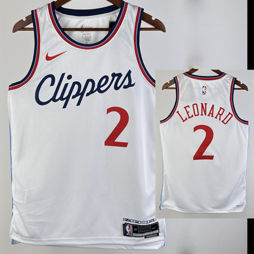 24/25 Clippers LEONARD #2 White City Edition Home Top Quality Hot Pressing NBA Jersey