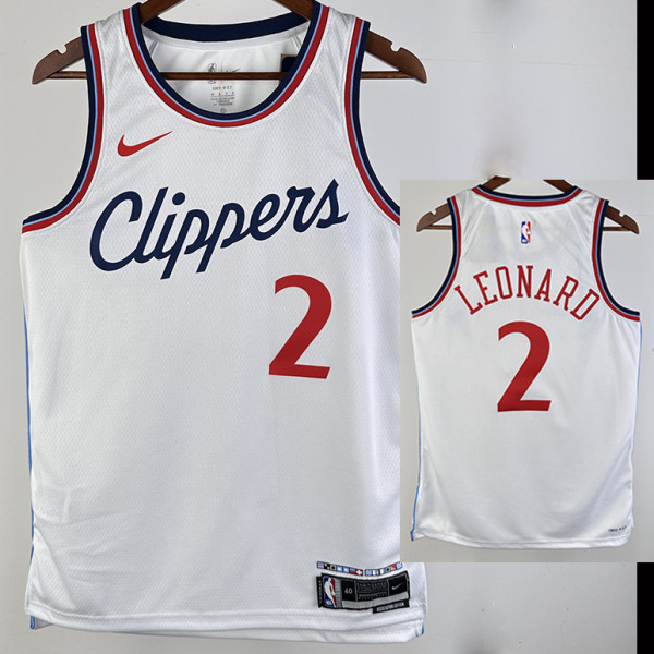 24/25 Clippers LEONARD #2 White City Edition Home Top Quality Hot Pressing NBA Jersey