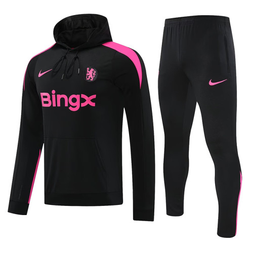 24/25 CHE Black Pink Hooded  Tracksuit