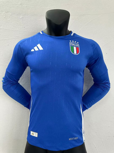 2024 Italy Home  Long Sleeve  Player Version Soccer Jersey
