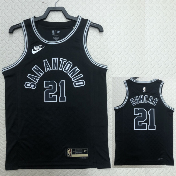 22/23 SA Spurs DUNCAN #21 Black Top Quality Hot Pressing NBA Jersey (Retro Logo)