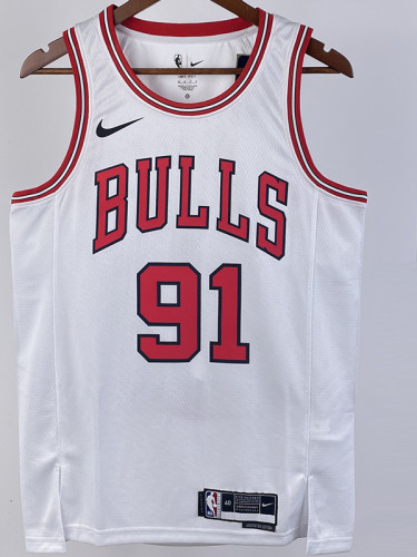 22/23 BULLS RODMAN #91 White Top Quality Hot Pressing NBA Jersey