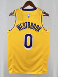 22/23 Lakers Russell Westbrook # 0 Yellow Top Quality Hot Pressing NBA Jersey(圆领）