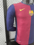 24/25 BAR Home Player Version Long Sleeve Soccer Jersey (No Advertisements无广告）