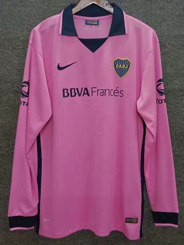 2013/2014 Boca Pink  Long Sleeve Retro Soccer Jersey