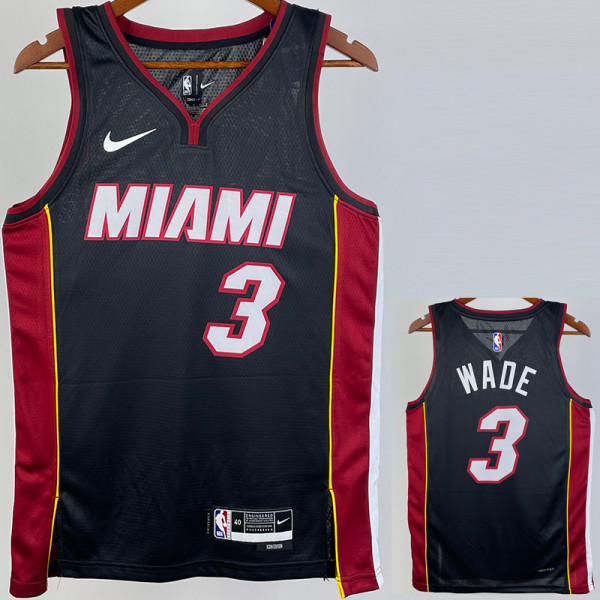22/23 HEAT WADE #3 Black Top Quality Hot Pressing NBA Jersey (V领)