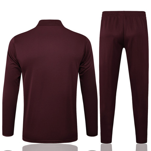 25/26 Bayern Maroon  Kids  Half Pull Tracksuit #E2515 (半拉链)