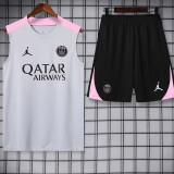 24/25 PSG Grey Pink ShoulderTank top and shorts suit(粉肩)