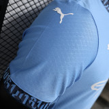 24/25 Man City Home Player Version Soccer Jersey（Sky Blue Long pants)