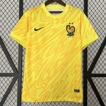 2024  France Goalkeeper Yellow  Fans Soccer Jersey