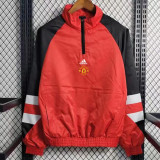 24/25 Man Utd Red &Black Half Pull  Windbreaker(黑袖）