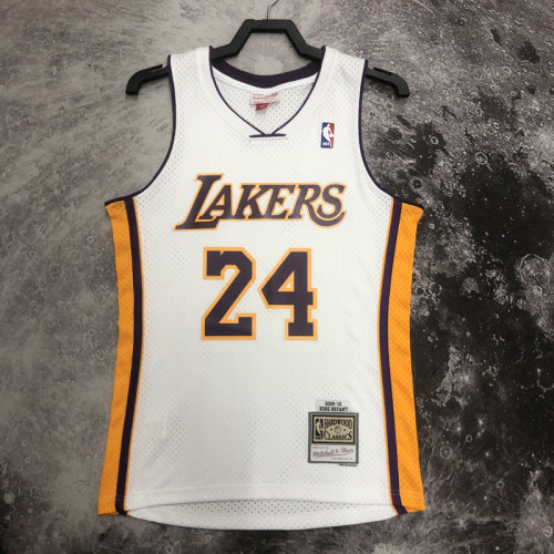 2009/10 LAKERS BRYANT #24 White Retro Top Quality Hot Pressing NBA Jersey(V领)