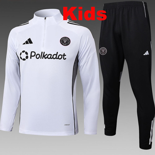 25/26  Inter Miami White Kids Half Pull Tracksuit #E2529 (半拉链)