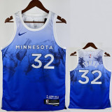 23/24 Timberwolves TOWNS #32 Blue City Edition Top Quality Hot Pressing NBA Jersey
