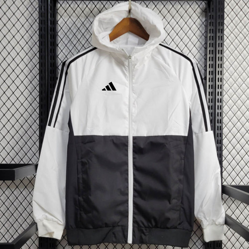 24/25 AD White & Black  Hooded Windbreaker