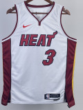22/23 HEAT WADE #3 White Top Quality Hot Pressing NBA Jersey (V领）