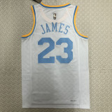 22/23 LAKERS JAMES #23 White Top Quality Hot Pressing NBA Jersey (Retro Logo)