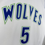 23/24 TIMBERWOLVES ERDWARDS #5 White Top Quality Hot Pressing NBA Jersey(Retro Logo)