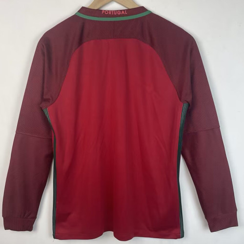 2016 Portugal Home Long Sleeve Retro Soccer Jersey(长袖)