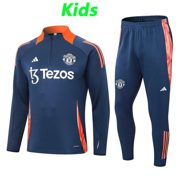 24/25 Man Utd Sapphire Blue Kids  Half Pull Tracksuit  (儿童、半拉链)