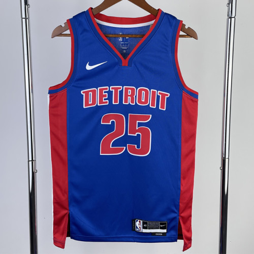 22/23 Pistons ROSE #25 Blue Top Quality Hot Pressing NBA Jersey(V领)