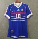 1998 ZIDANE #10 France Home Retro Soccer Jersey(右胸带小字)