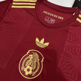 25/26 Mexico Maroon Gold Cup (Embroidery Seal) Fans Soccer Jersey枣红刺绣章