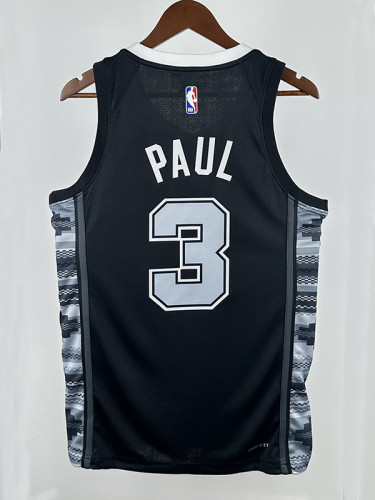 22/23 Sa Spurs PAUL #3 Black Flying Man EditionTop Quality Hot Pressing NBA Jersey飞人