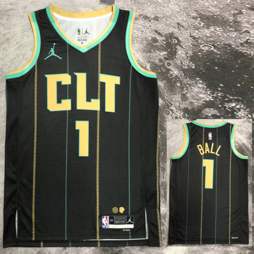 22/23 HORNETS BALL #1 Black City Edition Top Quality Hot Pressing NBA Jersey