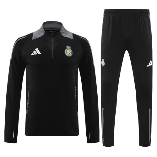 24/25 Al-Nassr Black Half Pull Tracksuit  (半拉链)