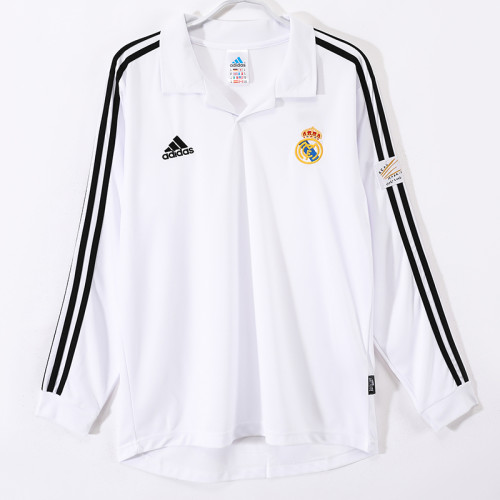 2002/2003 RMA Home  Long Sleeve  Retro Soccer Jersey 欧冠版