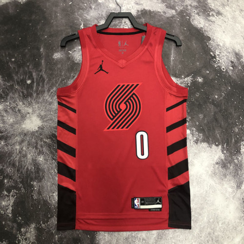 22/23 TRAIL BLAZERS LILLARD #0 Red Top Quality Hot Pressing NBA Jersey (Trapeze Edition)
