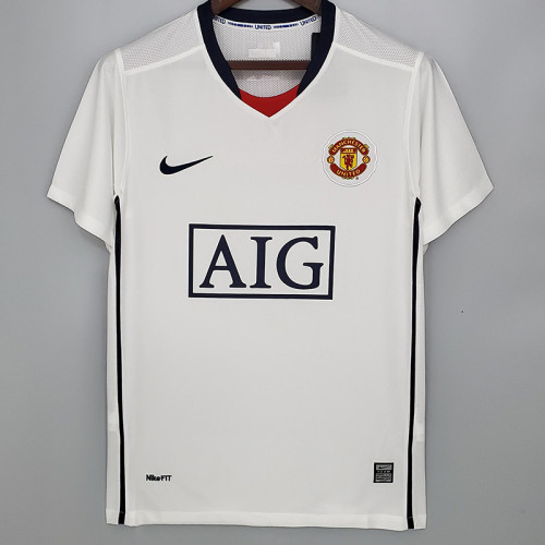 2008/2009 Man Utd Away White Retro Soccer Jersey