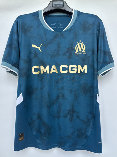 24/25 Marseille Away1:1 Fans Soccer Jersey(Print all Sponsor)前后广告