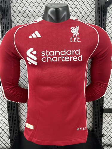 25/26  LIV Home  Long Sleeve   Player Version Soccer Jersey