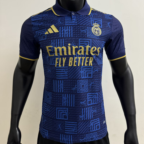 25/26 RMA LV Royal Blue Player Version Soccer Jersey(翻领）