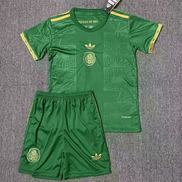 25/26 Mexico Green Gold Cup Kids Soccer Jersey