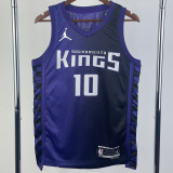 23/24 Kings SABONIS #10 Purple Top Quality Hot Pressing NBA Jersey (Trapeze Edition)飞人版