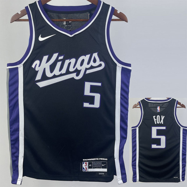 23/24 Kings FOX #5 Black Top Quality Hot Pressing NBA Jersey