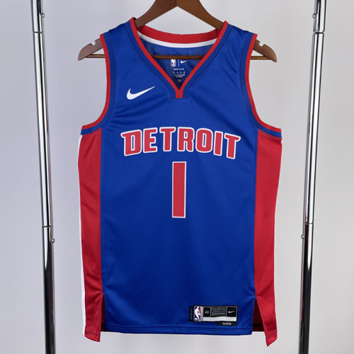 22/23 Pistons IVERSON #1 Blue Top Quality Hot Pressing NBA Jersey(V领)