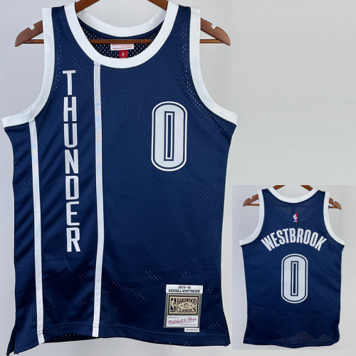 2015/16 OKC WESTBROOK #0 Royal Blue Retro Top Quality Hot Pressing NBA Jersey