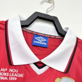 1999/2000 Man Utd Home Long Sleeve Retro Soccer Jersey (长袖)(决赛版)