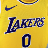 22/23 Lakers Russell Westbrook # 0 Yellow Top Quality Hot Pressing NBA Jersey(圆领）