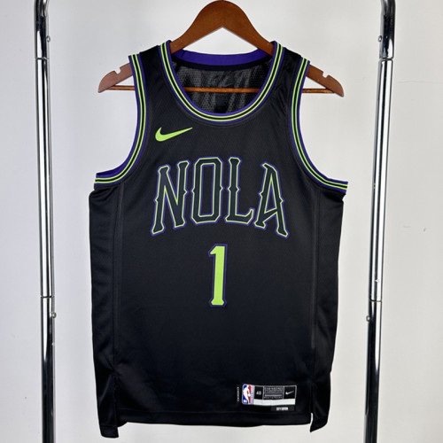 23/24 Pelicans MILLIAMSON #1 Black City Edition Top Quality Hot Pressing NBA Jersey