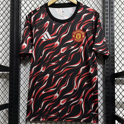 25/26  Man Utd Black Red Wave Training Shirts