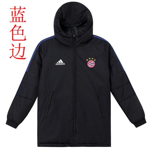 22/23 Bayern Black Hooded Cotton Coat Blue Edge (蓝色边) 棉衣