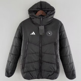 24/25 Napoli Black Hooded Cotton Coat连帽棉衣